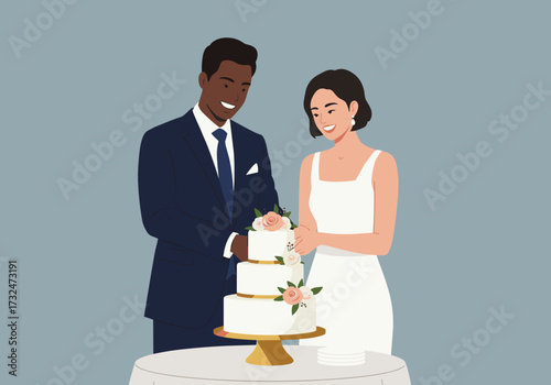 Wedding cake celebration elegant venue digital romantic atmosphere view love and joy