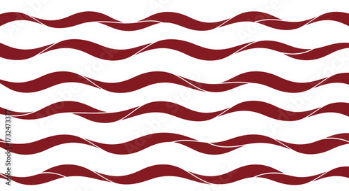Red wavy ribbons stack on white, slightly offset