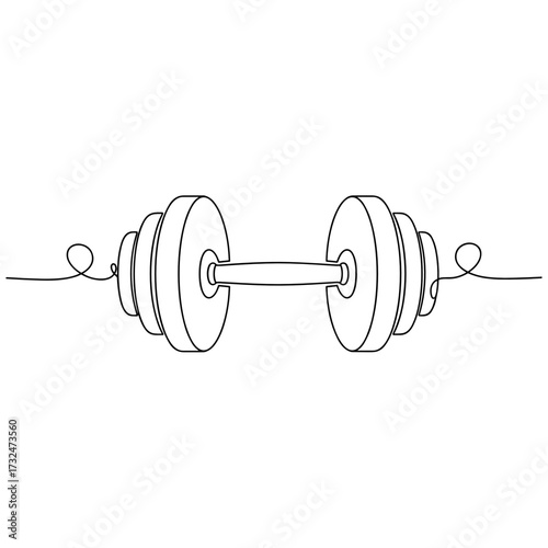 Cast iron dumbbell on studio white, fitness product photo in monochrome with subtle shadow for ad use