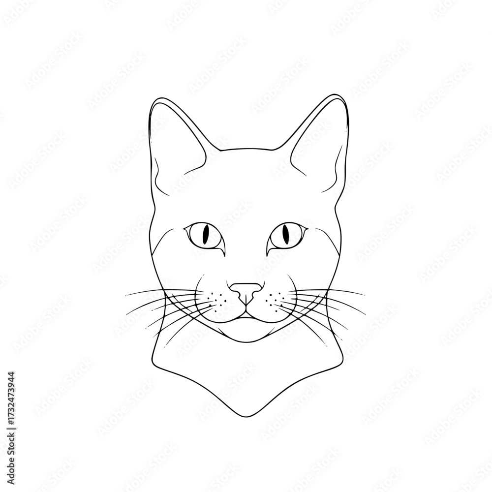 Obraz premium Vector art of minimalist line art cat face illustration
