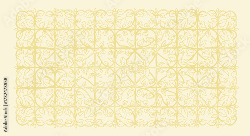 Ornamental grid of vines and leaves