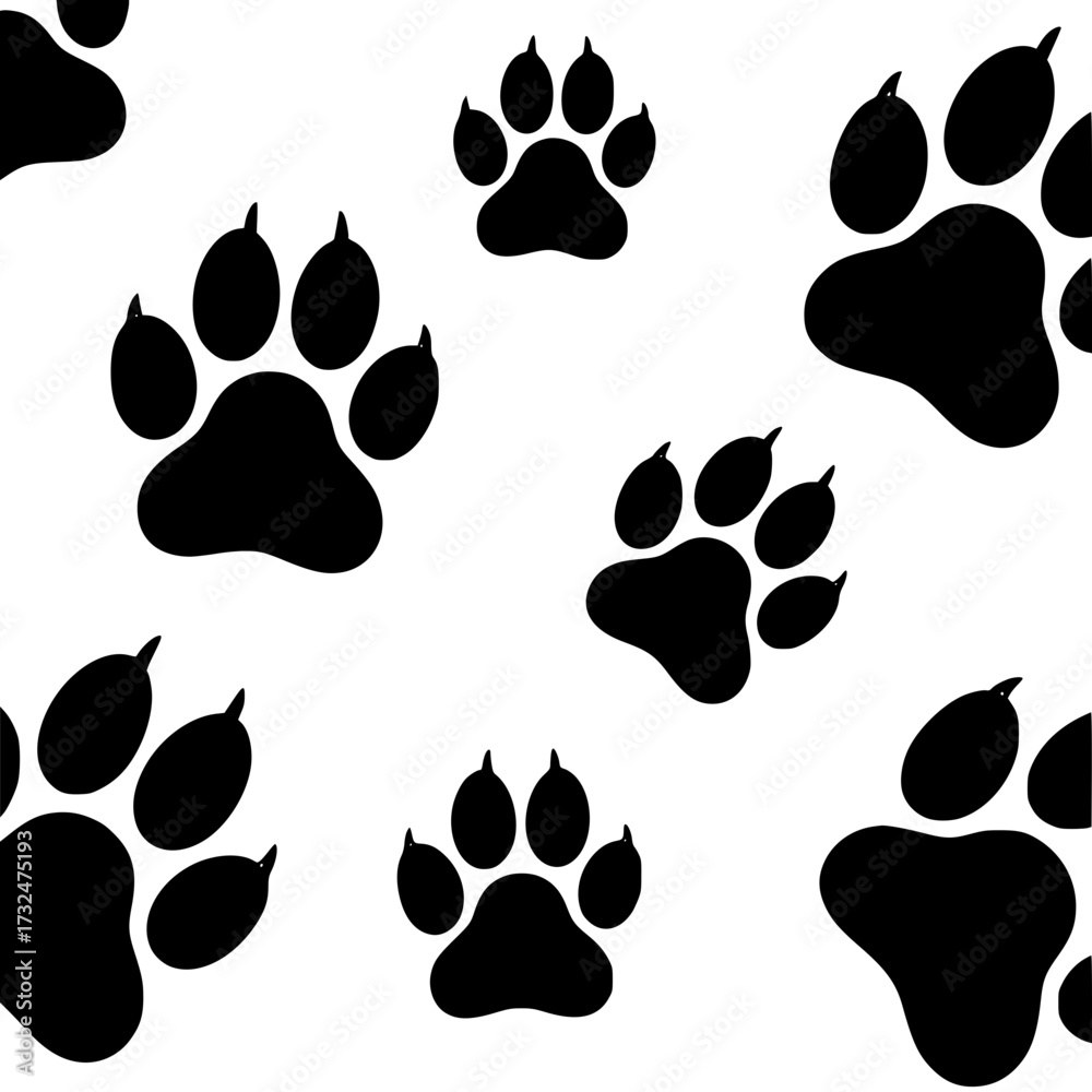 Fototapeta premium Vector art of black paw prints pattern for design and decoration