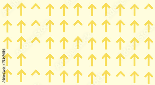 Arrows upwards in rows, some rotated, on pale yellow background