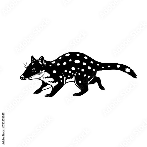 Vector art of spotted animal silhouette walking left