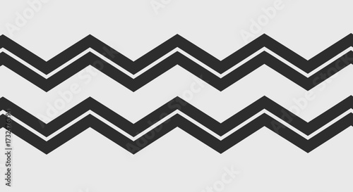 Gray background with three rows of black double zigzags
