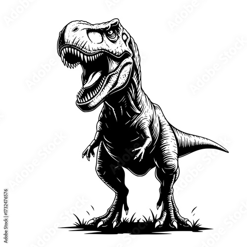Vector art of ferocious trex dinosaur illustration in roaring pose