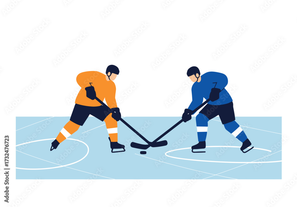 Fototapeta premium Hockey faceoff action ice rink digital sports arena dynamic perspective competitive spirit