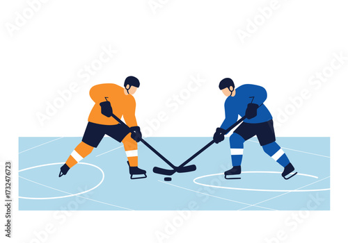 Hockey faceoff action ice rink digital sports arena dynamic perspective competitive spirit