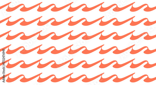 Repeating coral wave pattern on white