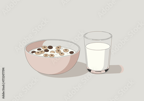 Breakfast delight cereal and milk in minimalist setting indoor food clean aesthetic