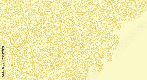 Light yellow paisley pattern filling most of frame