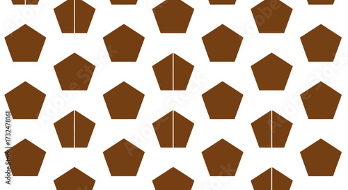 Brown pentagon pattern; some are split by a thin line