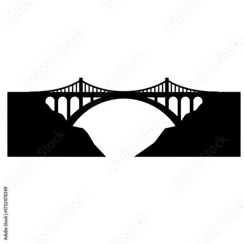 Bridge spanning a chasm vector icon. A concept for solutions, connection, and overcoming obstacles.
