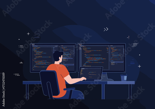 Coding and development insights office workspace digital tech environment programmer perspective