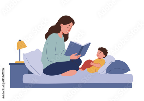 Reading time with child cozy bedroom indoor family bonding
