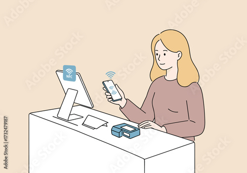 Contactless payment action retail store digital transaction modern environment user-centric viewpoint future technology concept