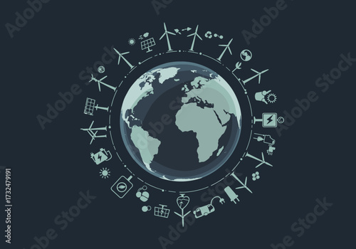 Renewable energy innovations global perspective infographic digital abstract sustainability concepts