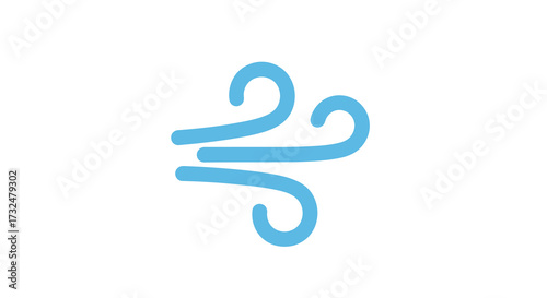 Abstract visualization of wind current with simple shapes in a light blue hue