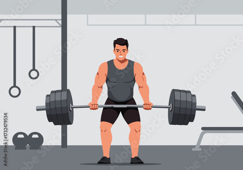Weightlifting action by a fitness enthusiast in a gym environment focused on strength training and motivation