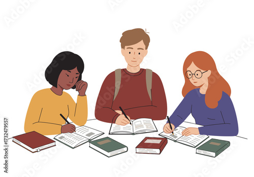 Study session among students library educational activity indoor collaboration and learning