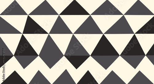 Triangles, shades of grey/black on beige background, repeating pattern