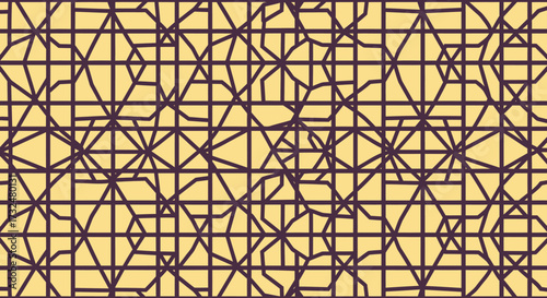 Abstract grid pattern with irregular lines on a pale yellow background