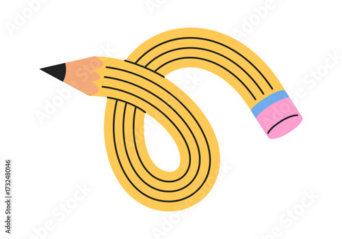 Twisted yellow pencil hand drawn