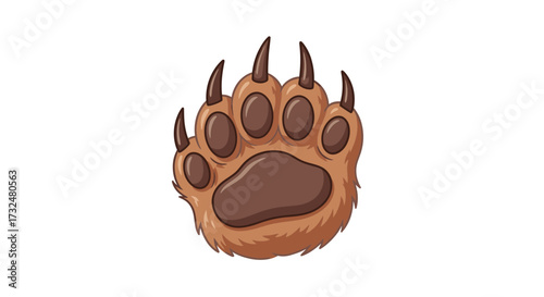 Detailed animal paw illustration, showcasing its structure and sharpness of claws on a light