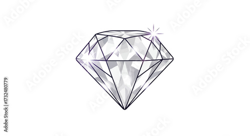 Elegant clear diamond vector illustration on clean white backdrop showcasing brilliance,