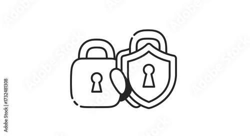 Illustration depicting digital safeguards, with padlocks and shields for strong cyber protection