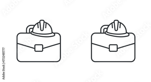 Minimalist depiction showcasing dual construction briefcases symbolizing engineering pursuits
