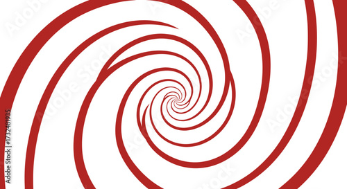 Red, spiraling vortex on white, hypnotic