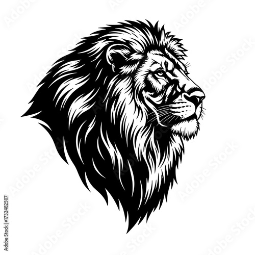 Vector art of majestic lion head profile illustration