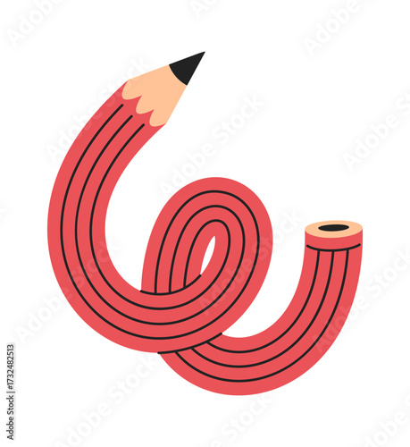 Curvy twisted pencil hand drawn