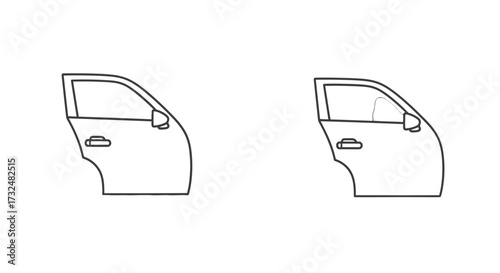 Stylized car door illustration showcasing modern automobile design features outline representation