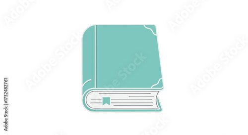 Teal vintage book illustration for educational and literary design projects with retro charm