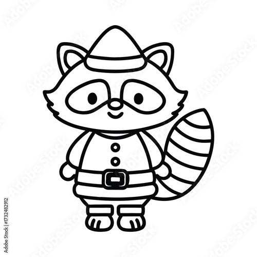 Christmas animal coloring page, Animal coloring page, winter animal coloring pages, black and white illustration, Animal Christmas line art