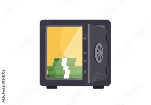 Secure money storage action safe location digital business environment viewpoint financial concept