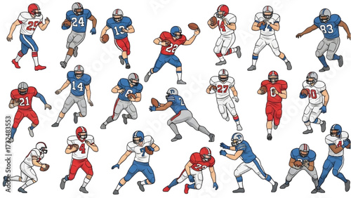 American Football Players Silhouettes – Vector Illustration Set AI EPS PNG JPEG