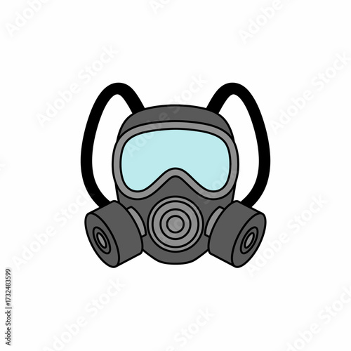 Gas mask or respirator flat icon. Protective equipment for filtering hazardous substances from the air, vector illustration.