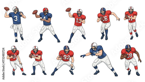 American Football Players Silhouettes – Vector Illustration Set AI EPS PNG JPEG