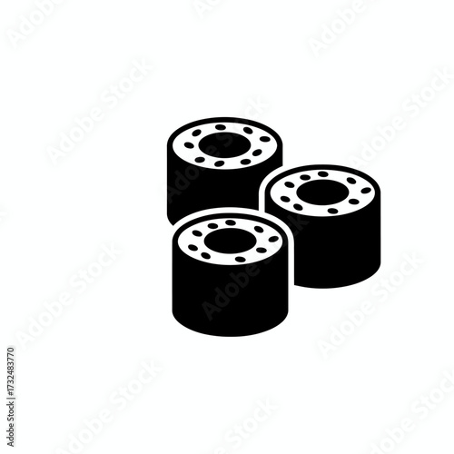 Sushi rolls isometric glyph icon. Japanese cuisine symbol, maki sushi silhouette for a restaurant menu or logo.