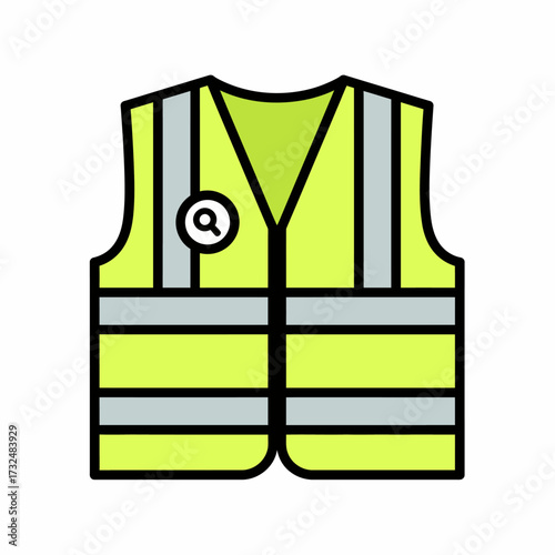 A yellow high-visibility safety vest with reflective stripes. Essential workwear for construction and road workers.