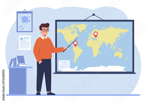 Teaching geography with maps interactive learning session classroom visual aid educational environment engaging viewpoint