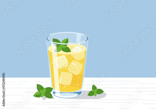 Refreshing summer drink kitchen counter bright minimalist clear view beverage concept