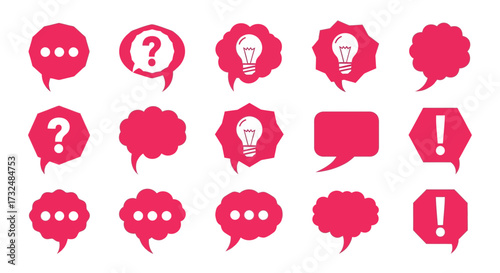 Speech bubbles communication conversation dialogue discussion chat message idea question answer exclamation information notification alert warning symbol icon graphic design vector illustration