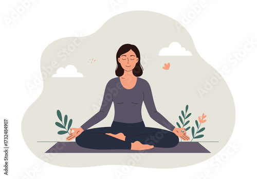Meditation session focused on mindfulness indoor space calm environment front view wellness concept