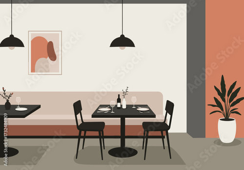 Elegant dining experience cozy restaurant interior design modern aesthetic indoor ambiance
