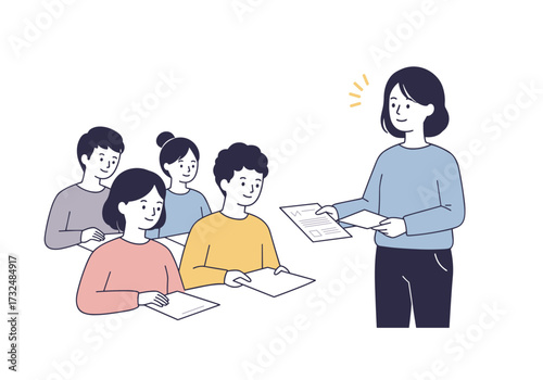 Teaching session in classroom setting engaging students with interactive learning materials