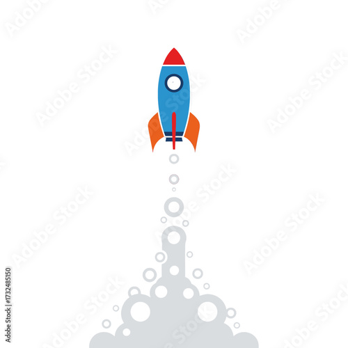 Rocket ship soaring into the vast expanse of space.